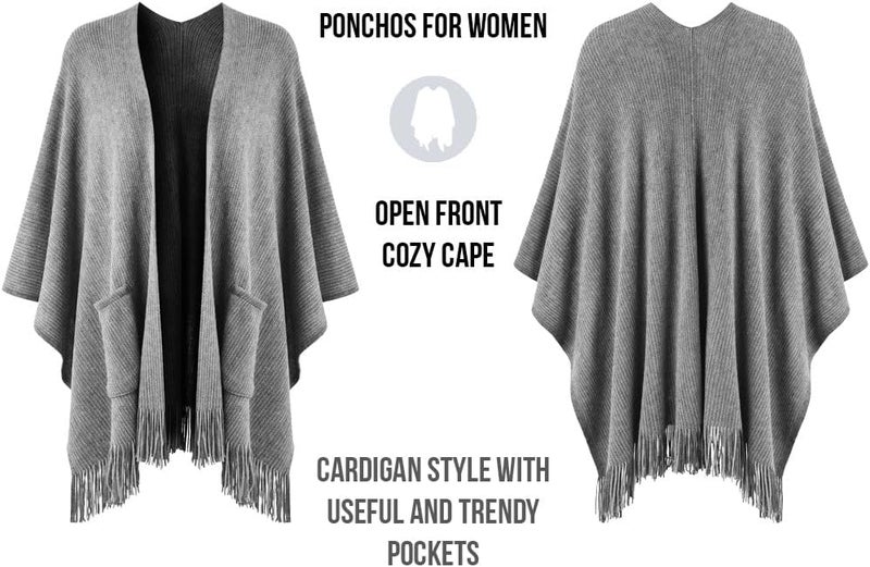 Ferand Shawl Wraps for Women, Cozy Lightweight Poncho Cape with Pockets, Warm for Fall Winter Travel - Image 3